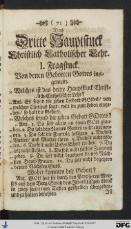 Das Dritte Hauptstuck Christlich Catholischer Lehr.