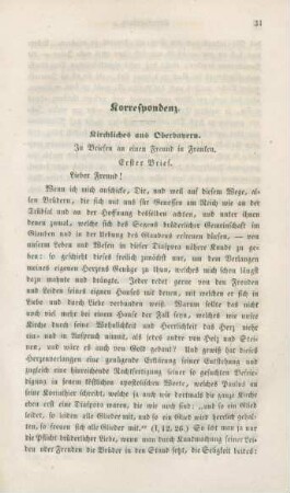 31-56 Korrespondenz : Kirchliches aus Oberbayern (erster Brief)