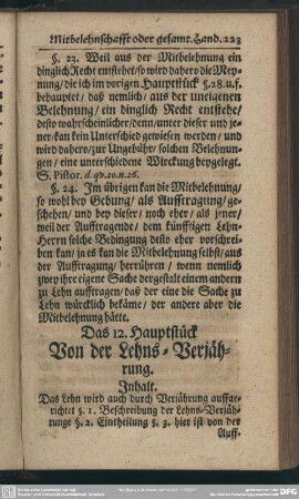Das 12. Hauptstück. Von der Lehns-Verjährung