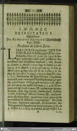 Exercitatio I. Praefatio de Libris Juris