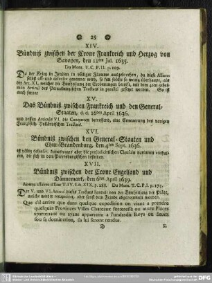 XVI. Bündniß zwischenden General-Staaten und Chur-Brandenburg, den 4ten Sept. 1636