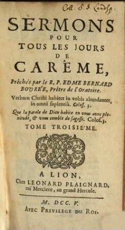 Sermons Pour Tous Les Jours De Carême, 3