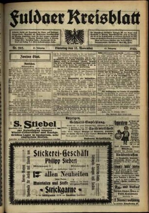 Zweite Ausgabe vom Dienstag, den 15. November 1910.