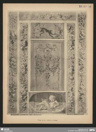 Blumenguirlanden im Stile Louis XVI. mit Füllungen im Charakter Louis XIV., Supraporten