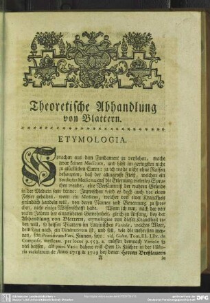 Theoretische Abhandlung von Blattern