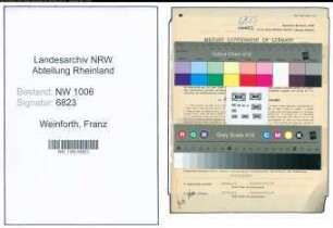 Entnazifizierung Franz Weinforth , geb. 01.06.1901 (Einezlhaendler)