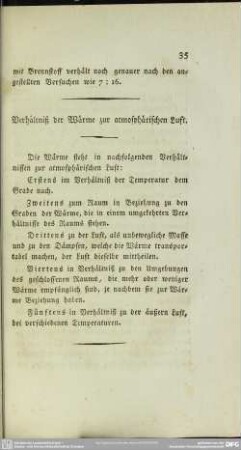Verhältniß der Wärme zur atmosphärischen Luft