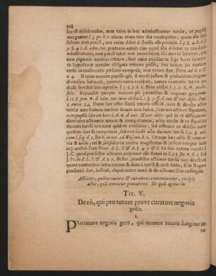 Tit. V. De eô, qui pro tutore prove curatore negotia gessit.