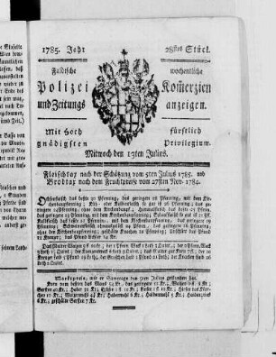 28tes Stück., Ausgabe vom 13. Juli 1785