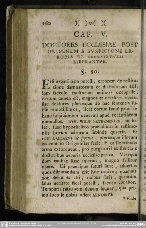 Cap. V. Doctores Ecclesiae Post Origenem A Suspicione Erroris De Apokatastasei Liberantur