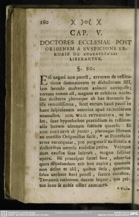 Cap. V. Doctores Ecclesiae Post Origenem A Suspicione Erroris De Apokatastasei Liberantur