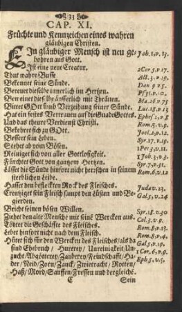 Cap. XI. Früchte und Kennzeichen eines wahren gläubigen Christen.