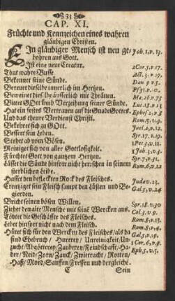 Cap. XI. Früchte und Kennzeichen eines wahren gläubigen Christen.