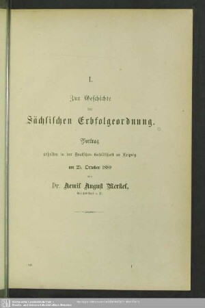 Zur Geschichte der sächsischen Erbfolgeordnung