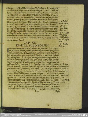 Cap. XIV. Divitiae Subditorum