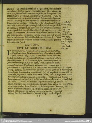 Cap. XIV. Divitiae Subditorum
