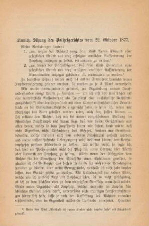 Linnich, Sitzung des Polizeigerichtes vom 22. Oktober 1877