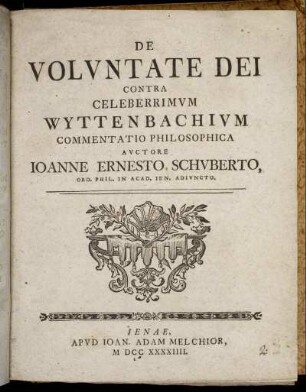 De voluntate Dei Contra Celeberrimum Wyttenbachium Commentatio Philosophica