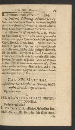 Cap. XIV. Matthaei. Describitur hic Christus ut Diaboli, Hostis nostri ...