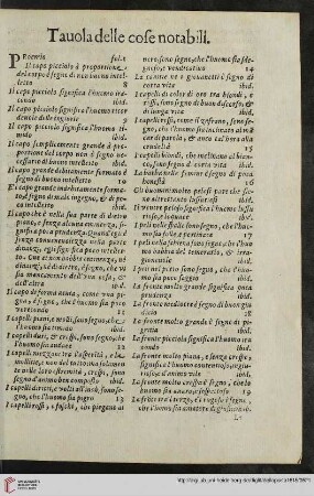 Tavola delle cose notabili