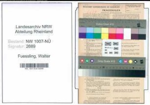 Entnazifizierung Walter Fuessling , geb. 08.05.1901 (Bildhauer)