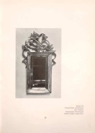 Klasse für Ornamentales Modellieren Karl Deibele, Wandspiegel Messingguß, Schüler Eugen Laugommer