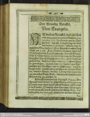 Der Neundte Artickel. Vom Evangelio