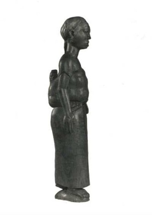 Mutter mit Kind auf dem Rücken. Holz. Ghana, 20. Jahrhundert