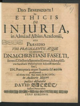 Ex Ethicis De Iniuria