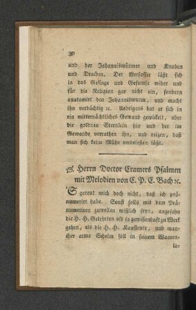 Herrn Doctor Cramers Psalmen mit Melodien von C. P. C. Bach.