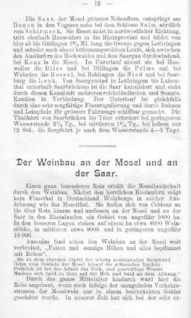 Der Weinbau an der Mosel und an der Saar