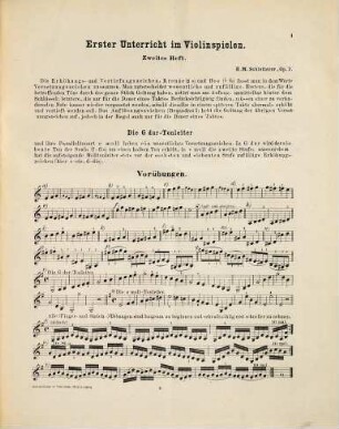 Violinschule, op. 7. 2, Übungen in der ersten Lage in 50 methodisch fortschreitenden Tonstücken : erste Hälfte