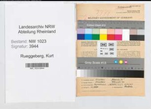 Entnazifizierung Kurt Rueggeberg , geb. 03.05.1904 (Steuerberater)