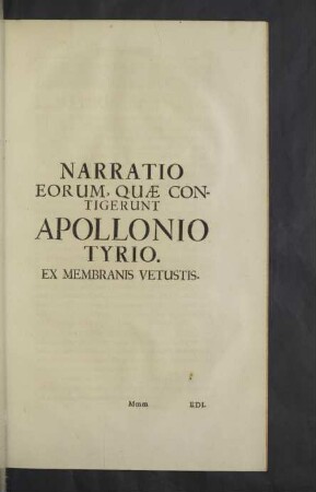 Narratio eorum, quae contigerunt Apollonio Tyrio.