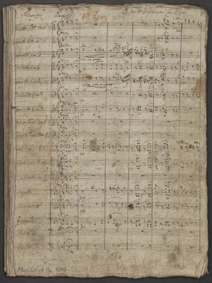 Potpourris, banda, op. 126, HenK 126 - BSB Mus.Schott.Ha 1787 : [heading, at left:] 7|t|e Potpourrÿ [at centre with red chalk:] 19 Bog [with pencil:] op 126 // [at right with ink:] den 18|t|e|n Junÿ 1822 par Jos: Küffner
