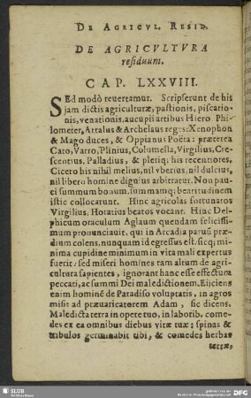 De Agricultura residuum. Cap. LXXVIII.