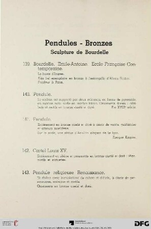 Pendules – Bronzes (Nr. 139-148)