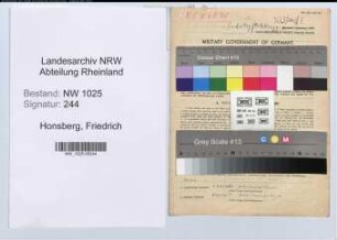 Entnazifizierung Friedrich Honsberg , geb. 08.01.1892 (Handlungsbevollmaechtigter)
