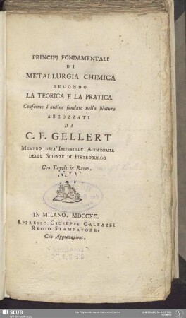 Principii Fondamentali Di Metallurgia Chimica Secondo La Teorica E La Pratica : Conforme l'ordine fondato nella Natura