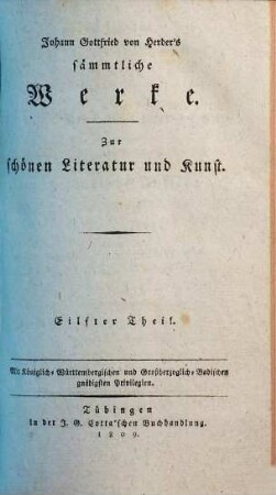 Johann Gottfried von Herder's sämmtliche Werke, [3],11. Zur schönen Literatur und Kunst ; 11, Zur römischen Literatur. Antiquarische Aufsätze