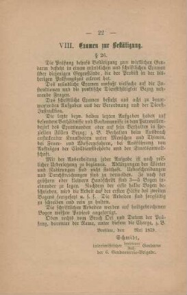VIII. Examen zur Bestätigung
