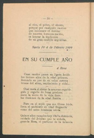 En su cumple año : A Rosa