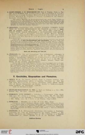 V. Geschichte, Biographien und Memoiren (Nr. 90-176)