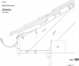 Wertheim: Nebengebäude Waschküchengebäude Detail Dachgesims,Dachrinne, DC Dach