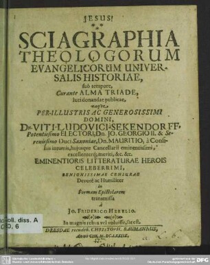 Sciagraphia theologorum evangelicorum universalis historiae