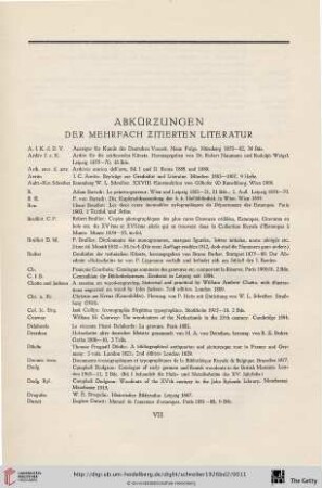 Abkürzungen der mehrfach zitierten Literatur