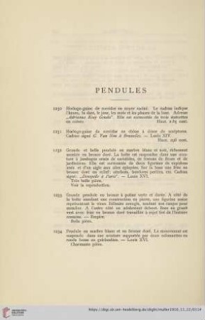 Pendules (No. 1230 - 1268)