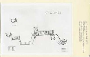 Gästehaus, Berlin-Wannsee (Diplomarbeit bei Karl Wilhelm Ochs): Grundrisse Untergeschoss und Erdgeschoss Dreizimmerappartements 1:200