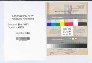 Entnazifizierung Otto Jahnke , geb. 09.01.1897 (Verw.Oberinspektor)