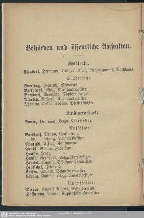 Behördenverzeichnis : Behörden und öffentliche Anstalten